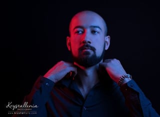 Man with beard neon